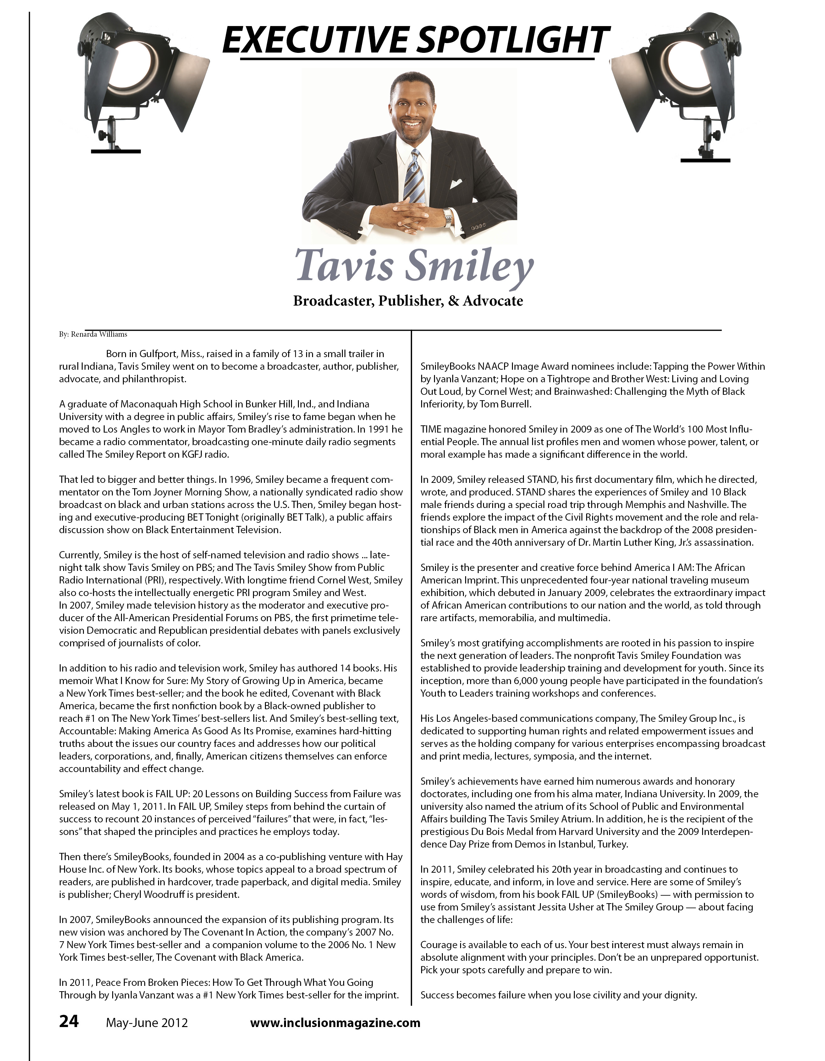 Executive Spotlight May-June 2012 - Tavis Smiley